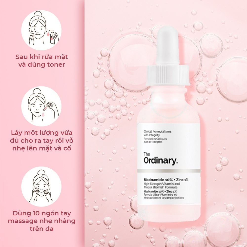 Serum giảm mụn, sáng da và thu nhỏ lỗ chân lông The Ordinary Niacinamide 10% Và Zinc 1% 30ml