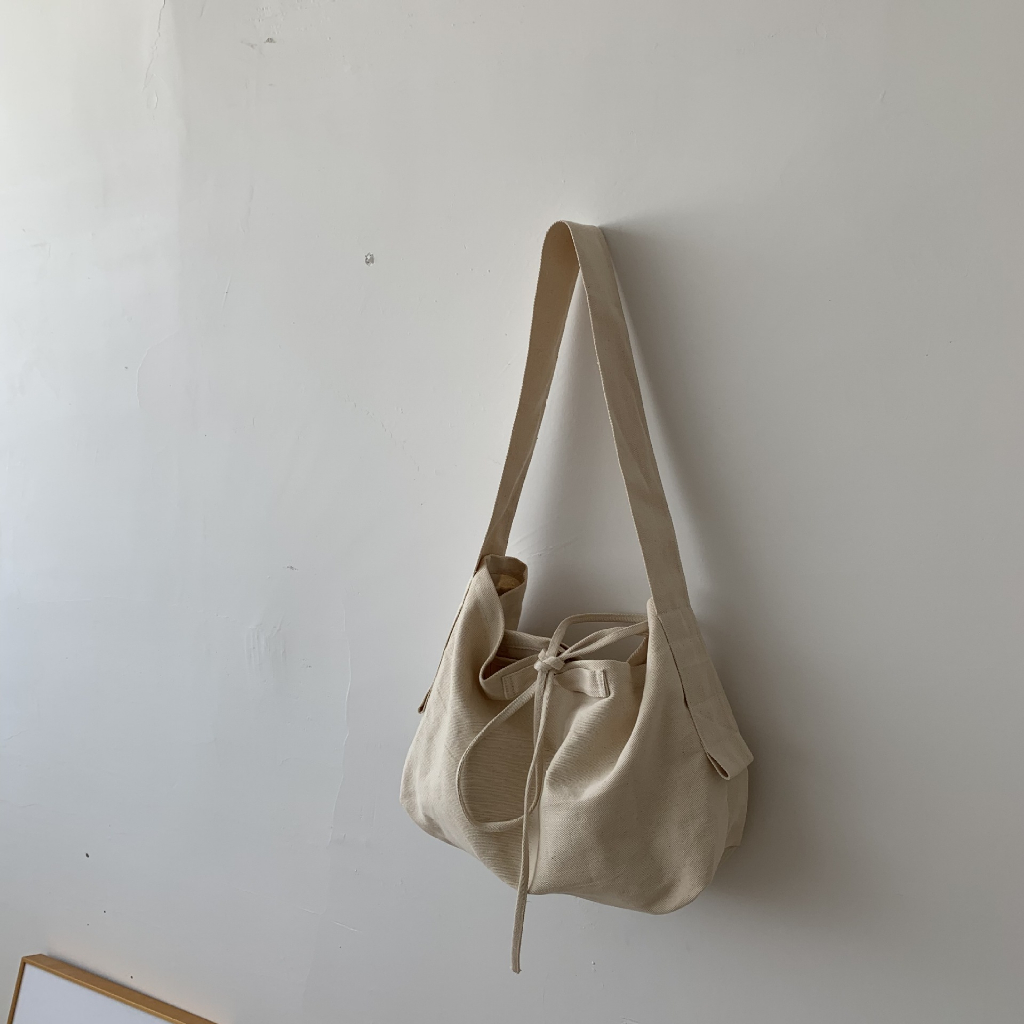 Túi đeo chéo vải canvas trơn vintage to mang đi học, đi chơi phong cách Hàn Quôc siêu xinh