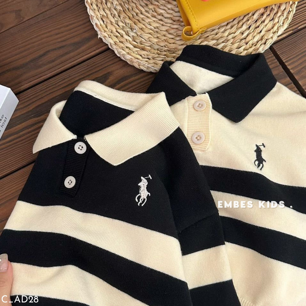 Áo polo dài tay cho bé trai, áo dài tay thu đông cho bé trai EMBES KIDS từ 11kg đến 31kg