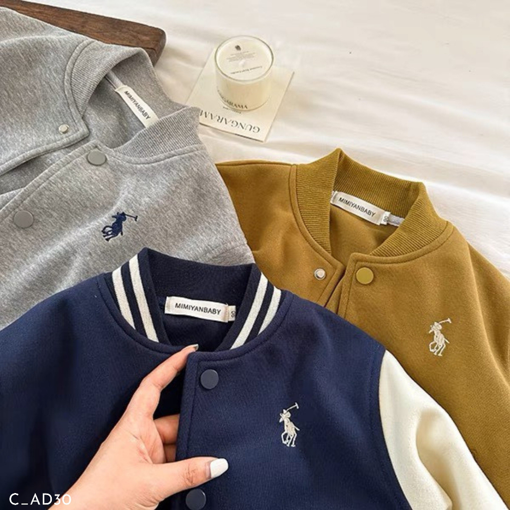 Áo khoác bomber cho bé trai EMBES KIDS, áo khoác mùa đông trẻ em từ 11kg đến 31kg