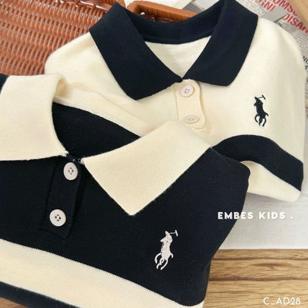 Áo polo dài tay cho bé trai, áo dài tay thu đông cho bé trai EMBES KIDS từ 11kg đến 31kg