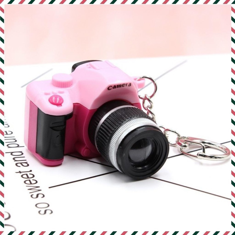 Móc khóa máy ảnh dễ thương có đèn và âm thanh