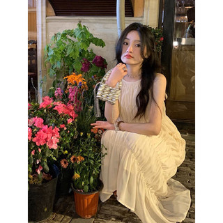 Đầm midi yếm hở lưng thắt nơ