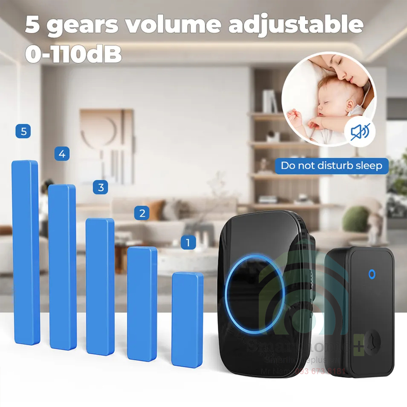 Chuông Cửa Không Dây Không Pin 1 Nút Bấm 3 Loa Chuông SHP-CA3