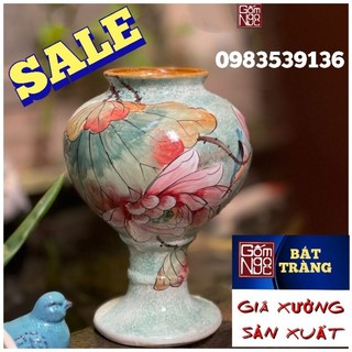 Bình hoa vẽ tay gốm sứ bát tràng, lọ hoa vẽ tay hàng cao cấp