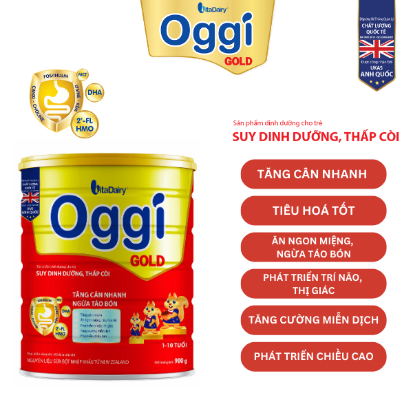 Sữa bột Oggi Gold Suy Dinh Dưỡng 900g giúp bé tăng cân nhanh, ngừa táo bón - VitaDairy