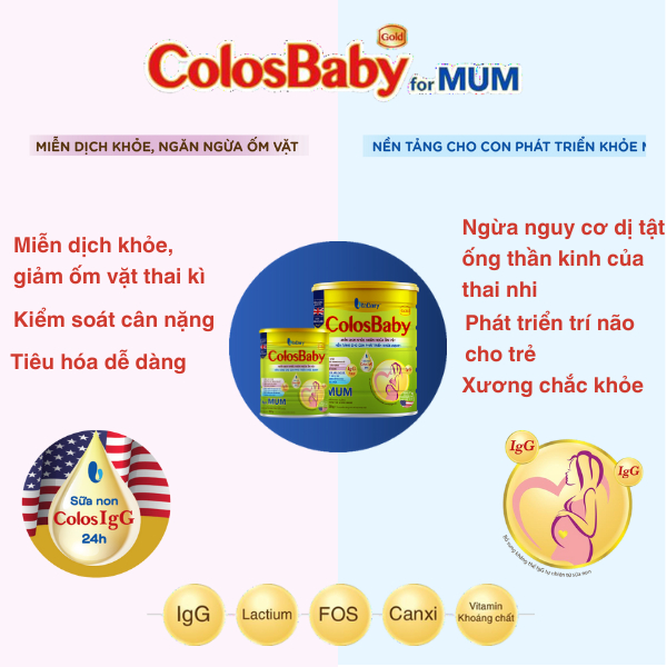 Sữa Bột Colosbaby Gold for Mum 800g giúp mẹ thai kì khỏe mạnh, giảm ốm vặt, kiểm soát cân nặng - VitaDairy