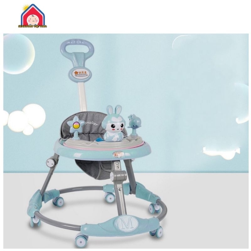 Xe tròn tập đi hình thỏ cho bé có tay đẩy, có nhạc có đèn