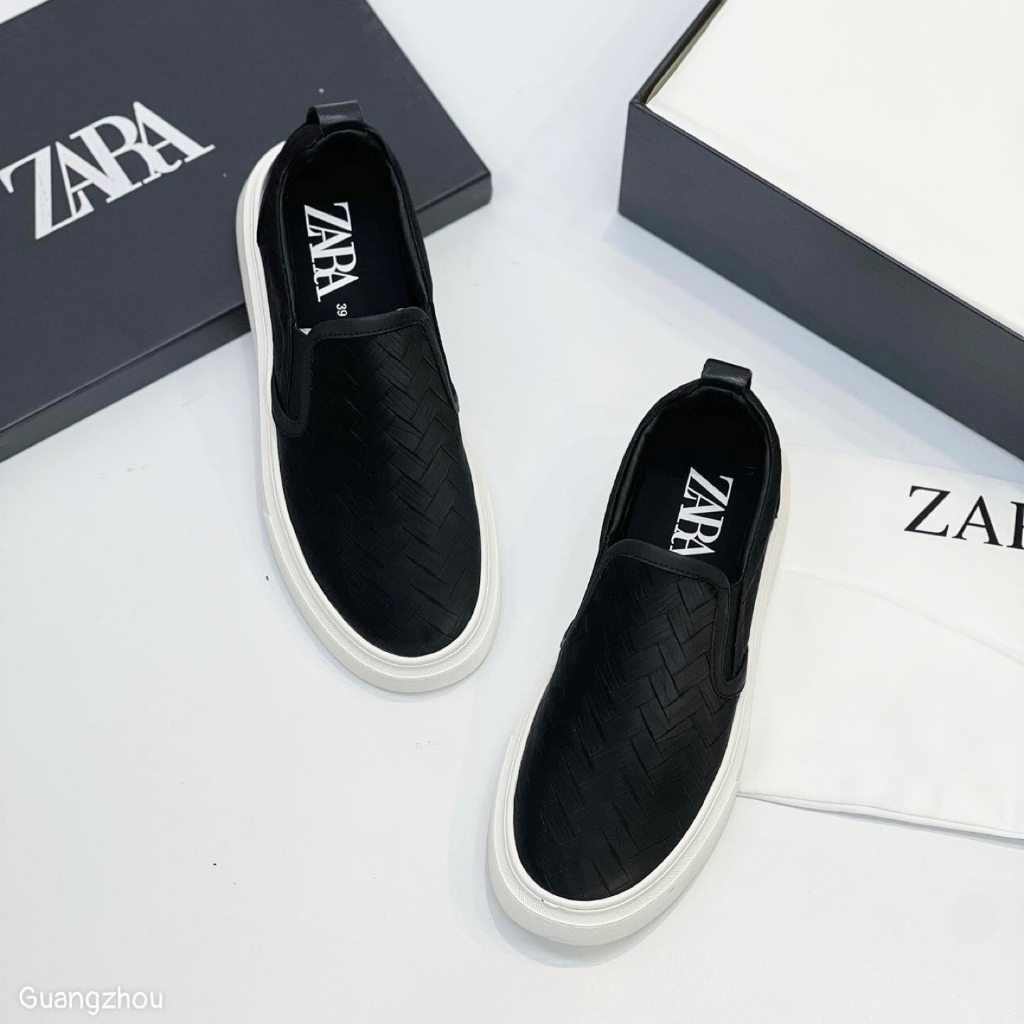 Giày Slipon Zara bản da đan LA on web fullbox bill thẻ phụ kiện