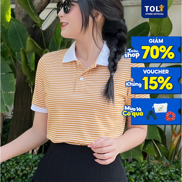 Áo Thun polo nữ TOLI cổ phối trẻ trung, dáng ôm nhẹ, vải Cotton mềm mịn,chính hãng cao cấp [S83]