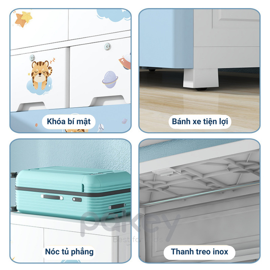 Tủ nhựa cho bé 5 - 6 - 7 tầng FINLEY (SIZE LỚN 70CM) treo quần áo