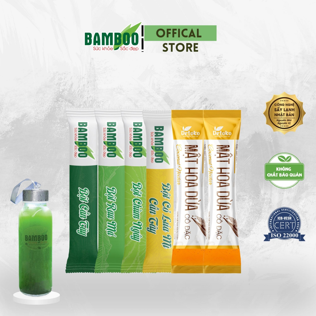 Bột rau củ sấy lạnh Bamboo set 6 gói nguyên chất, thơm ngon giàu dinh dưỡng