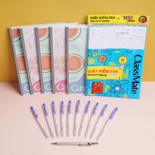 Combo vở viết cấp 2: Vở kẻ ngang Campus, bút mực, bút chì kim, tập giấy kiểm tra cho học sinh CB14