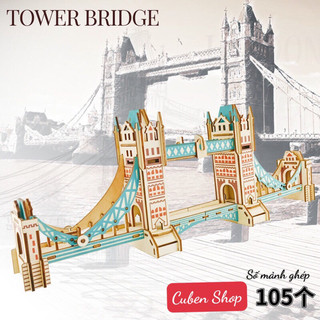 Đồ chơi lắp ráp 3D gỗ mô hình Tower Bridge Cầu tháp Luân Đôn cắt laser