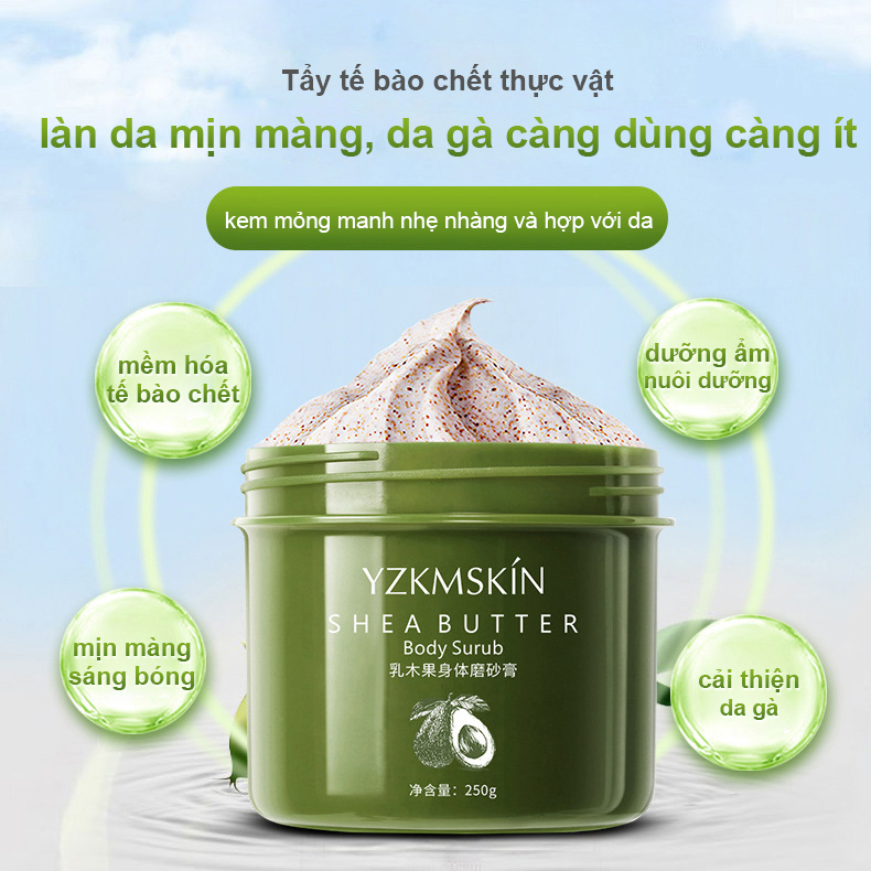 Kem tẩy tế bào chết cơ thể Tẩy tế bào chết  body da mặt 250G Loại bỏ nổi da gà và da xỉn màu
