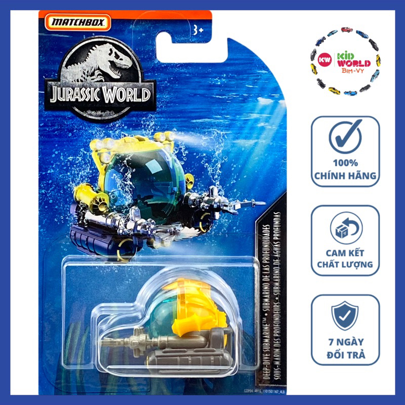 Tàu ngầm mô hình Matchbox Jurassic World Series Deep-Dive Submarine GDP04.