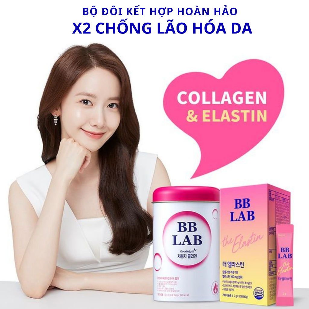 Combo Bột Uống BB LAB The Elastin và Low Molecular Collagen Bổ Sung Collagen Giúp Da Khỏe Mạnh Tăng Độ Đàn Hồi 30Gói/Hộp