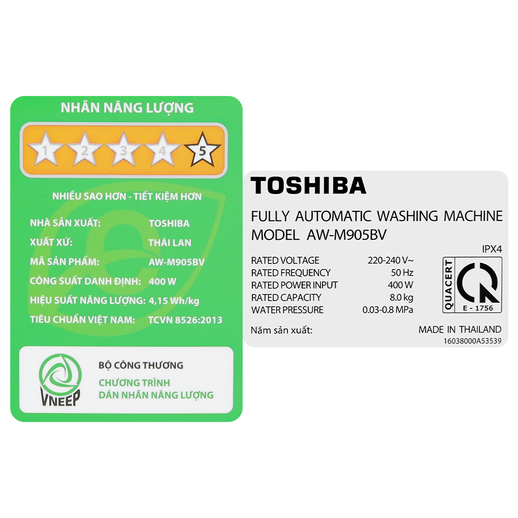 Máy giặt Toshiba 8 kg AW-M905BV