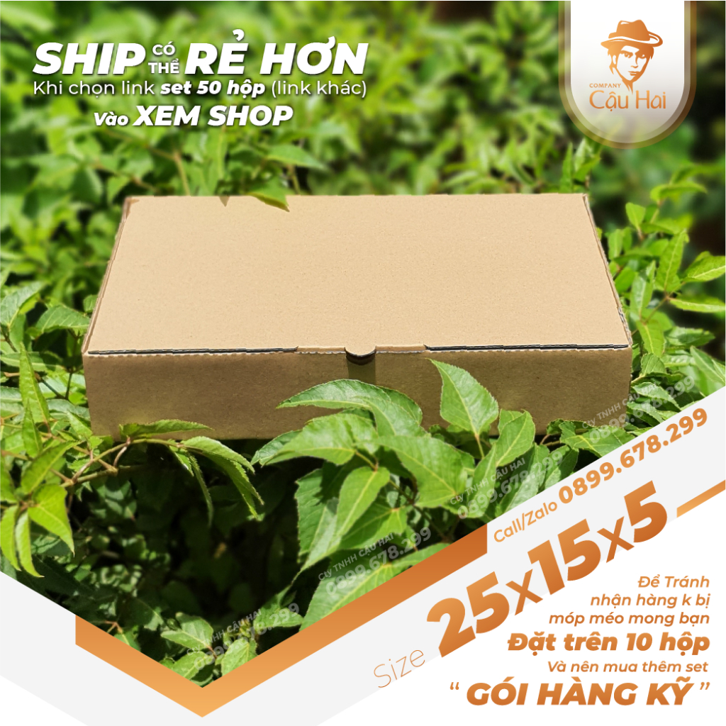 Set 5 Hộp carton nắp GẬP 25x15x5