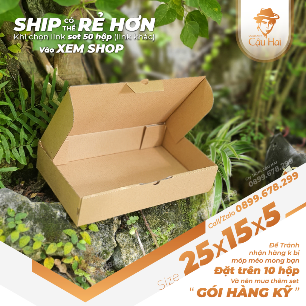 Set 5 Hộp carton nắp GẬP 25x15x5