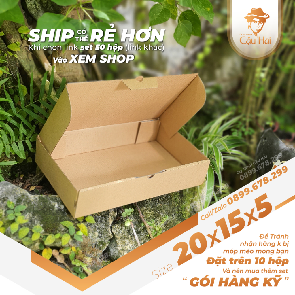 Set 5 Hộp carton nắp GẬP 20x15x5