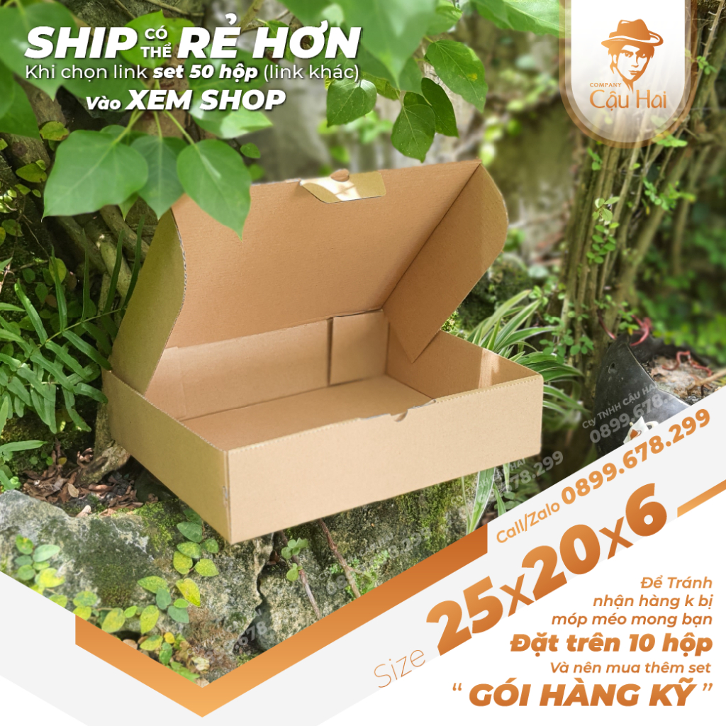 Set 5 Hộp carton nắp GẬP 25x20x6