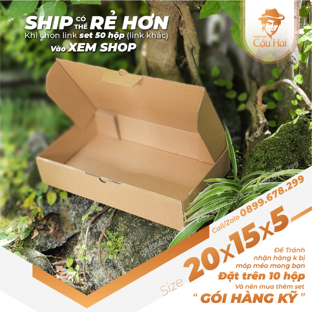Set 5 Hộp carton nắp GẬP 20x15x5