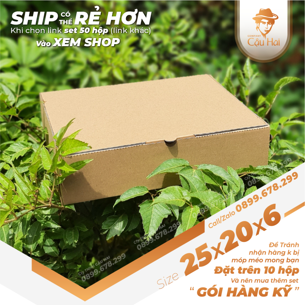 Set 5 Hộp carton nắp GẬP 25x20x6