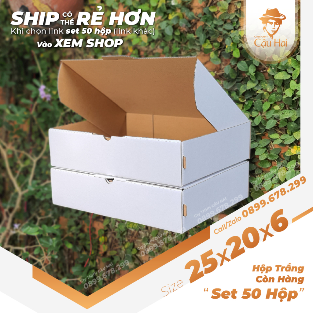 Set 5 Hộp carton nắp GẬP 25x20x6