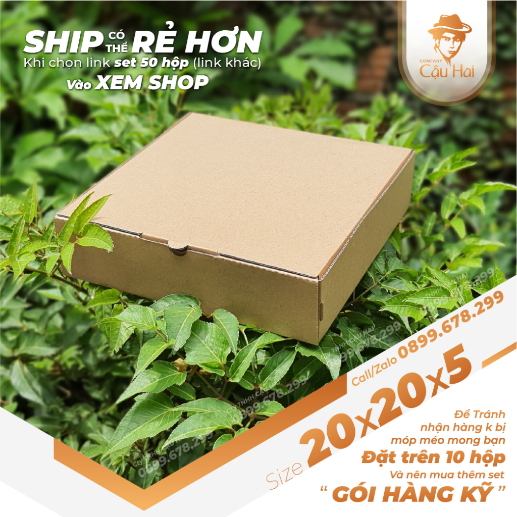 Set 5 Hộp carton nắp GẬP 20x20x5