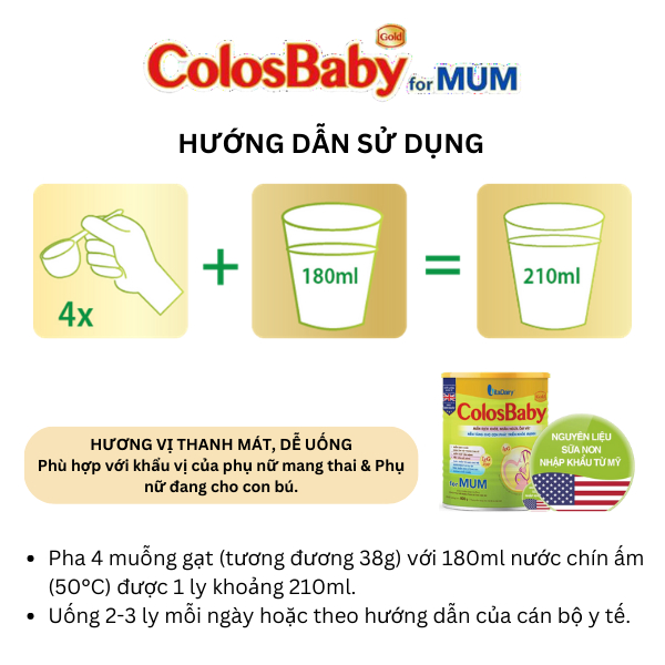 Sữa Bột Colosbaby Gold for Mum 800g giúp mẹ thai kì khỏe mạnh, giảm ốm vặt, kiểm soát cân nặng - VitaDairy