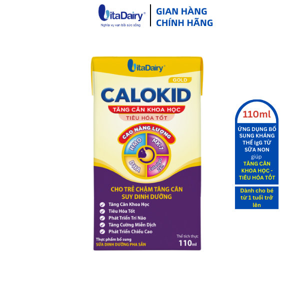 SBPS Calokid Gold 110ml giúp bé tăng cân khoa học, tiêu hóa tốt - lốc 4 hộp - VitaDairy