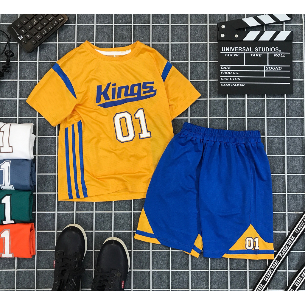 Bộ thể thao tay ngắn in chữ KINGS size bé 18-60kg