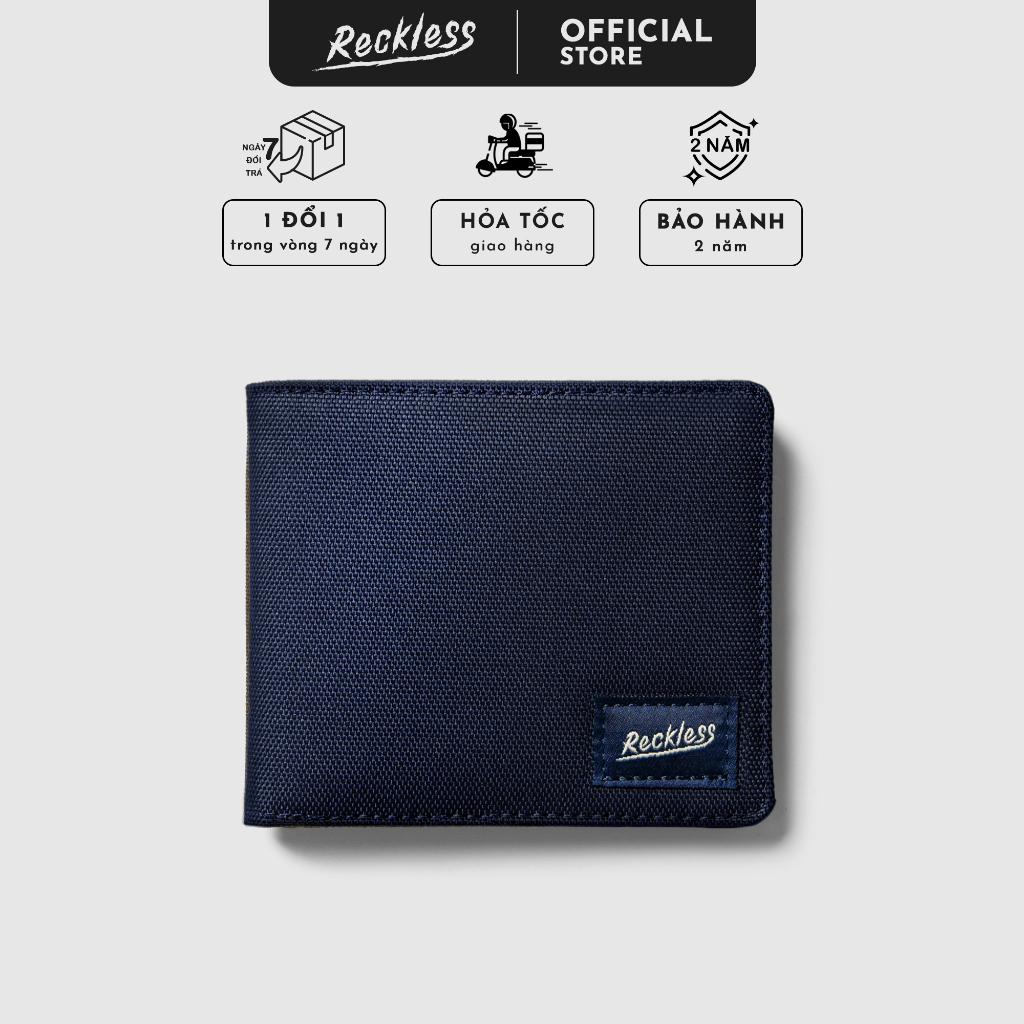 Ví Vải Gập Ngang Màu Trơn Bifold Reckless (3 Màu) - John Wallet - Vải Polyester Kháng Nước