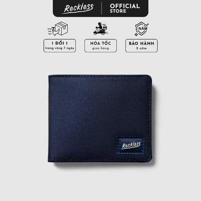 Ví Vải Gập Ngang Màu Trơn - Thương hiệu Recklesstripwear John Wallet - Vải Polyester Trượt Nước, Hạn chế phai màu