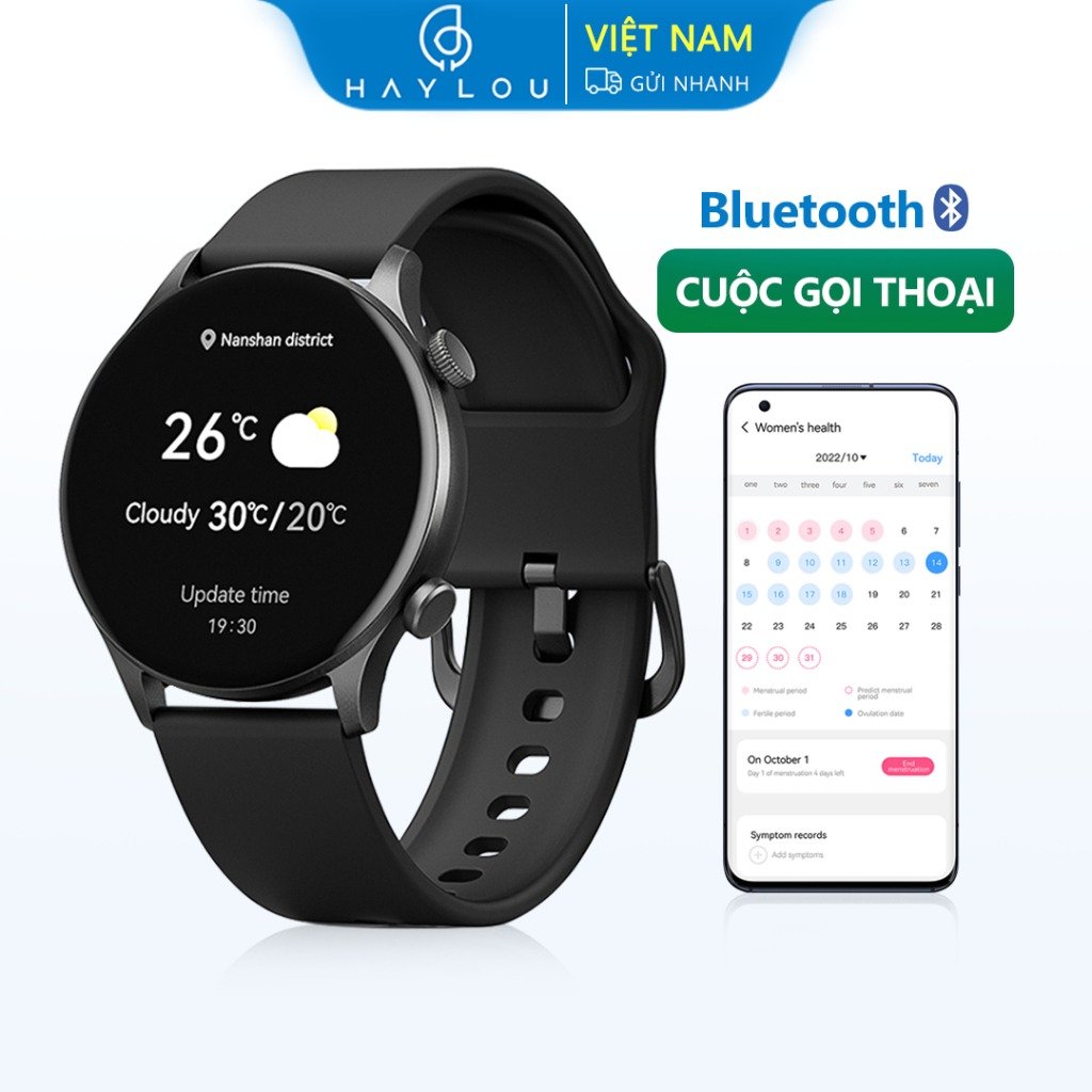 Đồng Hồ Thông Minh Bluetooth Haylou RT3 24 Giờ Nhịp Tim/ Độ Bão Hòa Oxy,Màn Hình AMOLED 1,43",IP68 Chống Thấm Nước