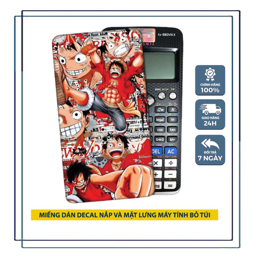 Miếng dán skin decal Luffy Gear 5 Decal one piece new 2023 cho máy tính casio fx 580vnx 570vnplus fx880 570esplus
