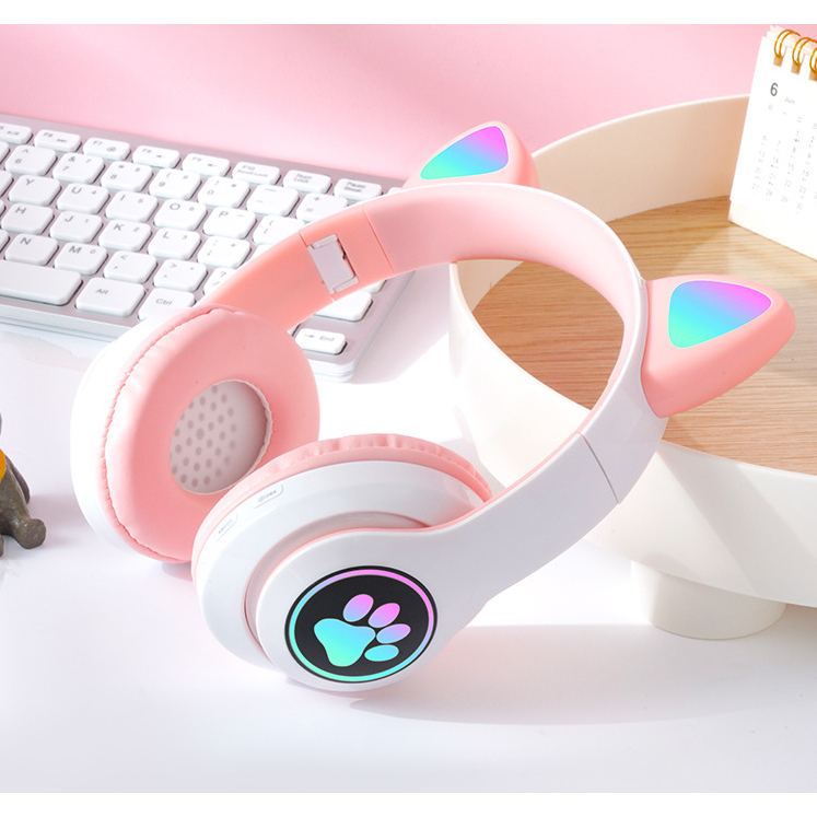 STN-28 Tai Nghe Mèo Bluetooth Chụp Tai STN28, Có Micro, Âm Thanh Siêu Bass. Headphone Con Mèo Chơi Game, Học Online