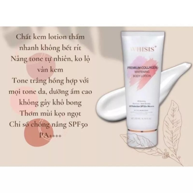 Kem Dưỡng Thể Trắng Da Nâng Tone WHISIS Premium Collagen Whitening Body Lotion