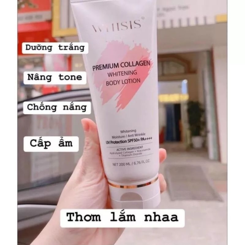 Kem Dưỡng Thể Trắng Da Nâng Tone WHISIS Premium Collagen Whitening Body Lotion