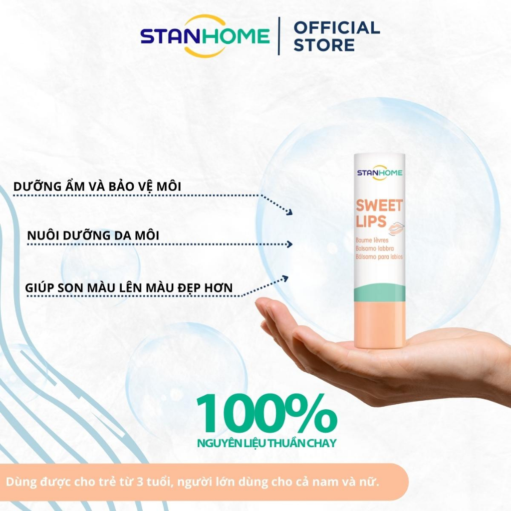 Son Dưỡng Môi Cấp Ẩm STANHOME Sweet Lips Làm Mềm Môi Phù Hợp Cho Da Nhạy Cảm 4.8gr