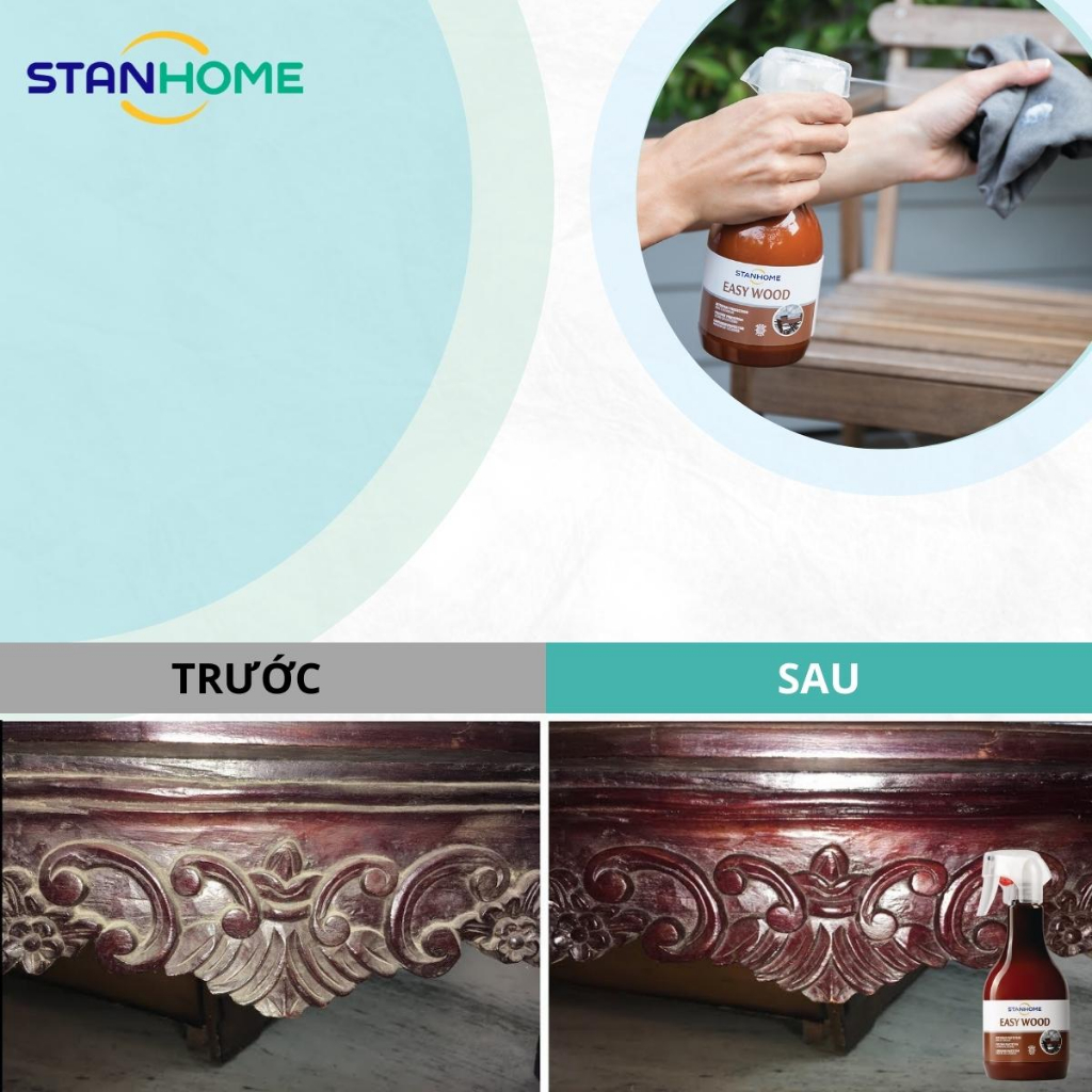 Bình Xịt Bảo Vệ Đồ Gỗ STANHOME Easy Wood Giúp Ngăn Ngấm Nước Không Bị Xỉn Màu 500ML