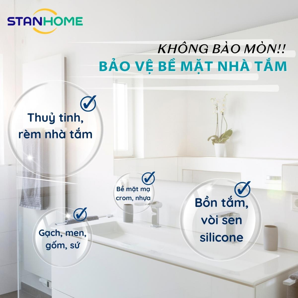 [Phiên Bản Mới] Dung Dịch Tẩy Cặn Canxi Nhà Tắm Đa Năng STANHOME Deep Gel An Toàn Cho Mọi Bề Mặt Phòng Tắm 750ML