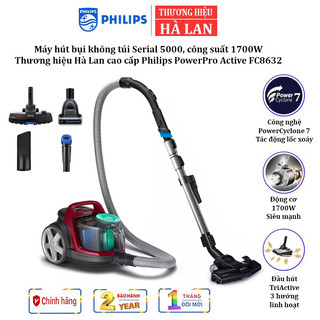 Máy hút bụi không túi philips powerpro active fc8632 hà lan serial 5000 - công suất 1700w