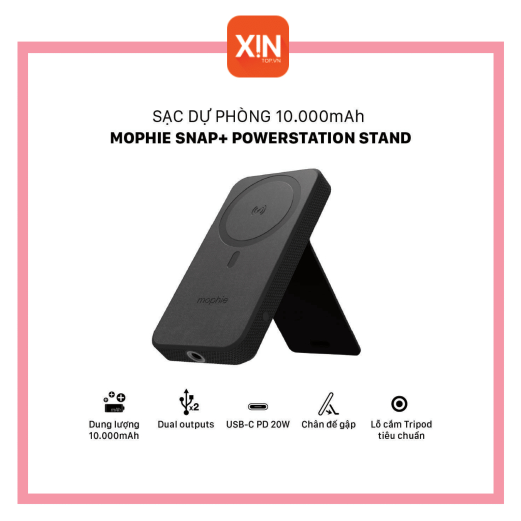 Sạc dự phòng không dây Mophie snap+ powerstation stand 10,000mAh