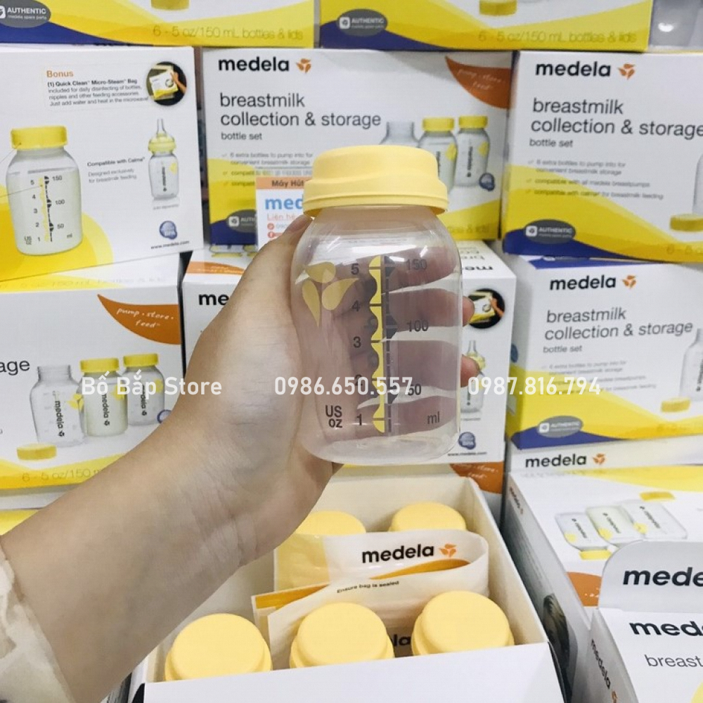 Bình Trữ Sữa Medela In Màu Chính Hãng Nhập Mỹ Mẹ An Tâm Trữ Sữa Cho Bé 150ml 250m - Bố Bắp Store