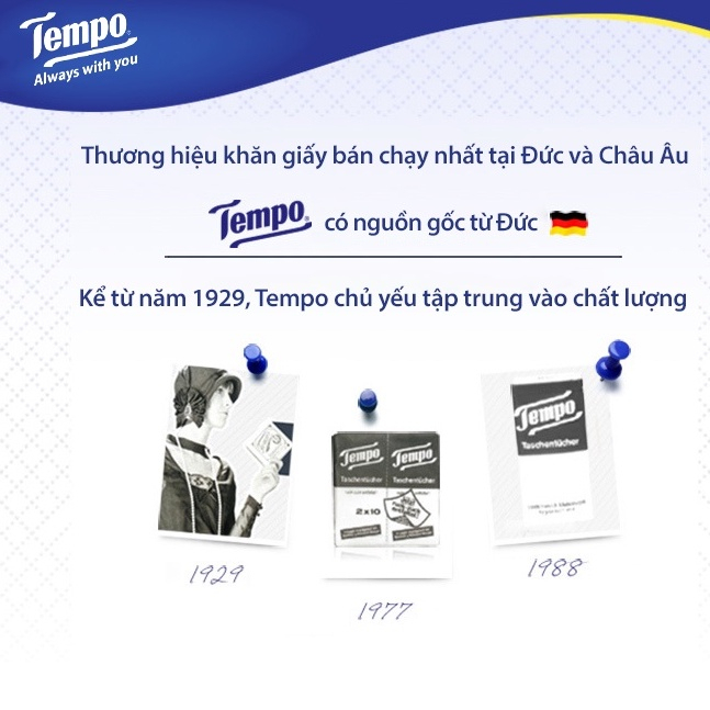 Khăn Giấy Bếp Tempo Dạng Gói Rút Đa Năng - 3 Lớp Siêu Bền Dai, Siêu Thấm - Thương Hiệu Đức