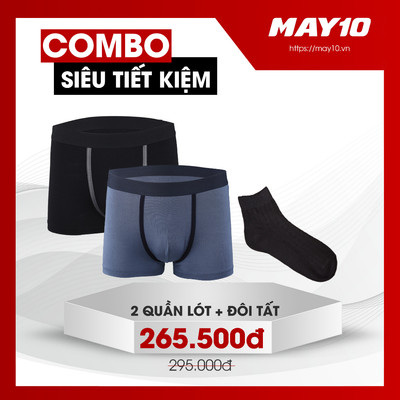 COMBO siêu tiết kiệm 2 quần lót nam May 10 + tất cổ cao nam May 10 (giao màu ngẫu nhiên)