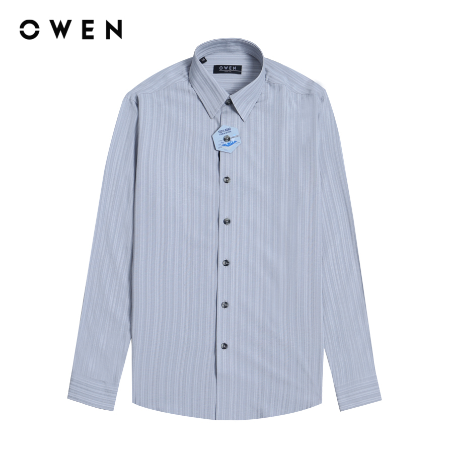 OWEN - Áo sơ mi dài tay Nam Owen dáng Slim Fit màu Ghi chất liệu Nano - AS23558D