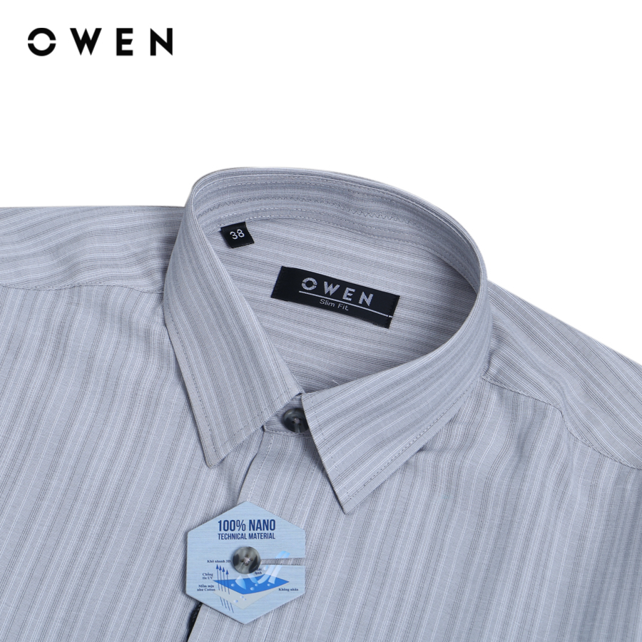 OWEN - Áo sơ mi dài tay Nam Owen dáng Slim Fit màu Ghi chất liệu Nano - AS23558D